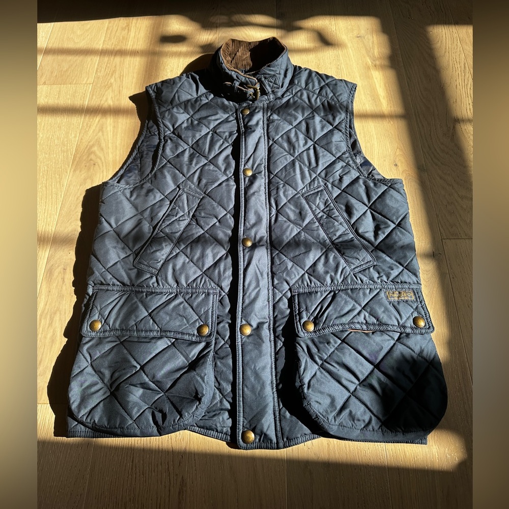 Polo Ralph Lauren Quilted Vest with Leather and Corduroy Trim